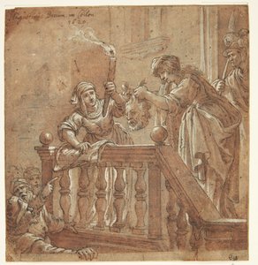 Judith toont het afgehakte hoofd van Holofernes aan het volk