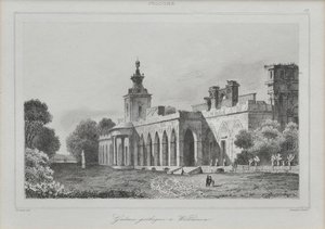 Uitzicht op de Gotische Galerij in het Wilanów-paleis, 1840 door Augustin François Lemaiand#770tre