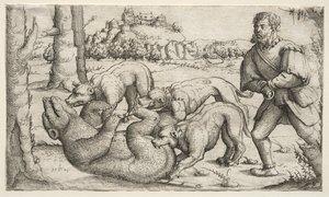 Een Berenjacht door Augustin Hirschvogel