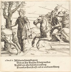 Absalom Gedood door Joab door Augustin Hirschvogel