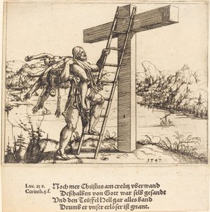 Christus die het Kruis Beklimt met Zonde, Dood en de Duivel, 1547