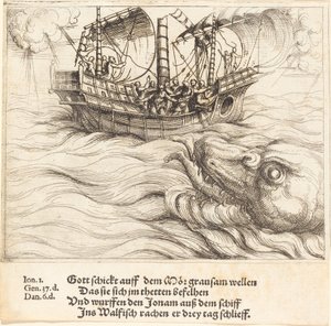 Jona in de Walvis door Augustin Hirschvogel