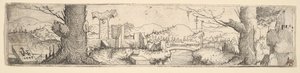 Landschap, 1545 door Augustin Hirschvogel