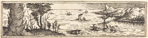 Landschap met een Meer en Zeilboten