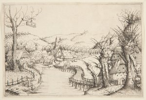 Landschap met een Kronkelende Houten Brug door Augustin Hirschvogel