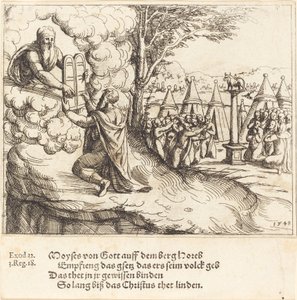 Mozes ontvangt de tafelen, 1548 door Augustin Hirschvogel