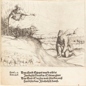 Mozes en de brandende struik, 1548 door Augustin Hirschvogel
