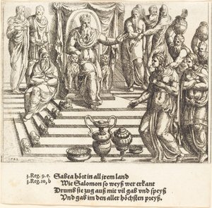 Bezoek van de koningin van Sheba aan Salomo door Augustin Hirschvogel