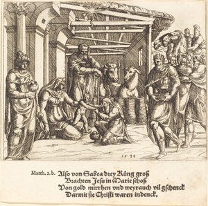 De Aanbidding der Wijzen door Augustin Hirschvogel