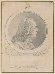 Portret van Voltaire, naar zijn buste door Jean-Baptiste Lemoyne II door Augustin de Saint-Aubin