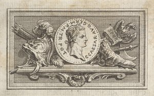 Medaille met portret van Caligula in het 6e Boek, uit Tibère ou les six premi... door Augustin de Saint Aubin