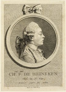 Portret van Charles Frederick de Heincken door Augustin de Saint Aubin