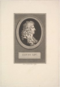 Portret van Lodewijk XIV door Augustin de Saint Aubin