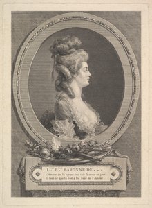 Portret van Louise Émilie Baronne de *** door Augustin de Saint Aubin