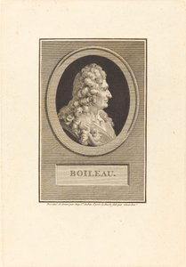 Despreaux-Nicolas Boileau door Augustin de Saint Aubin after François Girardon
