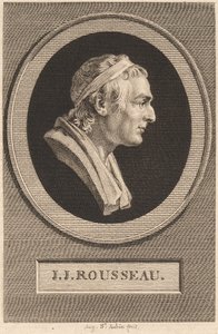 Jean-Jacques Rousseau door Augustin de Saint Aubin after Jean Antoine Houdon