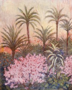 Een palmenbos in Murcia (kleurenlitho) door Augustine Fitzgerald