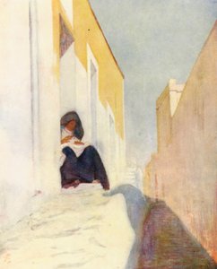 Een straat in Almeria (kleurenlitho) door Augustine Fitzgerald