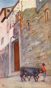 Een straat in Toledo (kleurenlitho)
