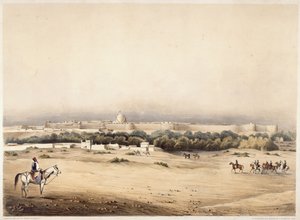 Sir Charles Napier op de voorgrond gevolgd door zijn escorte van Scinde paard, Hyderabad, c.1850 door Augustine Fitzgerald