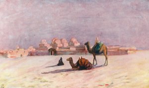 Zonsondergang bij Kairouan (kleurenlitho) door Augustine Fitzgerald
