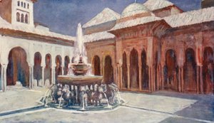 Het hof van de leeuwen, Het Alhambra (kleurenlitho)