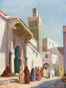 De Grote Moskee, Tanger (kleurenlitho) door Augustine Fitzgerald