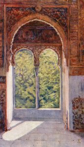 Venster van de Toren van de Gevangene, Het Alhambra (kleurenlitho) door Augustine Fitzgerald