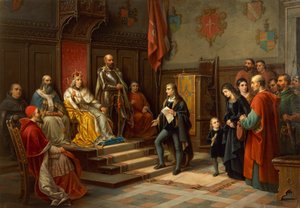 Frederik III, aangespoord om tegen de Turken op te trekken door de Triëstse dichter Raffaele Zovenzoni