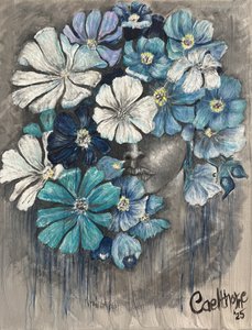 Blauw bloemenportret door Augustus Caelthorne