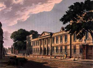 Voorkant van Emmanuel College, Cambridge, uit 