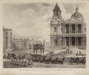 Begrafenisstoet van admiraal Lord Nelson van de Admiraliteit naar St Paul