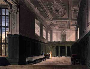 De hal van Sidney College, Cambridge, uit 