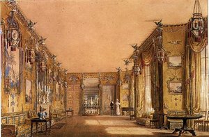 Interieur van de gele salon in Brighton Pavilion, ca. 1820
