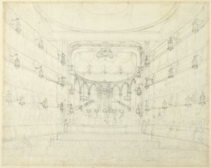 Studie voor een oratorium-Covent Garden Theater, uit Microkosmos van Londen