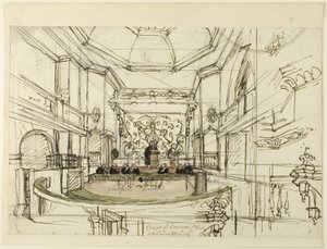 Studie voor Court of Common Pleas, Westminster Hall, uit Microcosm of London
