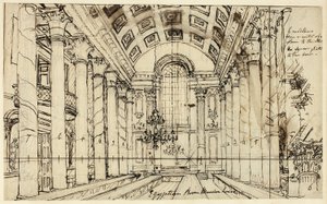 Studie voor Egyptische Hal Mansion House, uit Microcosm of London