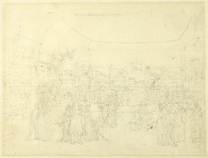 Studie voor tentoonstelling van aquarellen, Old Bond Steet, van Microcosm of London door Augustus Charles Pugin