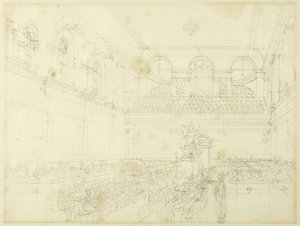 Studie voor Foundling Hospital, de kapel, uit Microkosmos van Londen door Augustus Charles Pugin