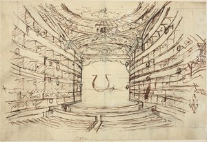 Studie voor Opera House, uit Microcosm of London door Augustus Charles Pugin