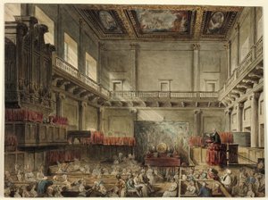 Studie voor Koninklijke Kapel, Whitehall, in Micocosm van Londen door Augustus Charles Pugin