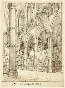 Studie voor Westminster Abbey, uit Microcosm of London door Augustus Charles Pugin