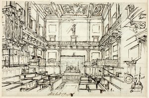 Studie voor Whitehall Chapel, uit Microcosm of London