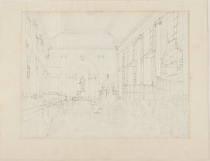 Studie voor de Grote Zaal, Bank of England door Augustus Charles Pugin