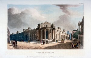 De Bank of England, vanaf Cateaton Street, City of London, 1809 door Augustus Charles Pugin