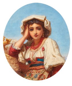 Hoofd van een Italiaans meisje door Augustus Jules Bouvier