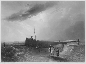 De Oude Pier bij Littlehampton, uit het schilderij in de Vernon Gallery (gravure)
