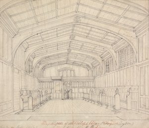 Kapel van het Paleis van de Aartsbisschop, Croydon: Uitzicht vanaf het Oostelijke Eind door Augustus Welby Northmore Pugin
