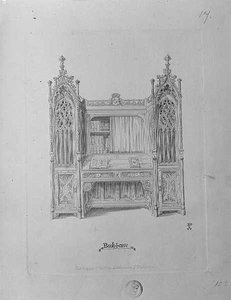 Ontwerp voor een gotische boekenkast, ca. 1835
