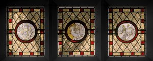 Bibliotheek Vensters met Nederlandse Rondels door Augustus Welby Northmore Pugin
